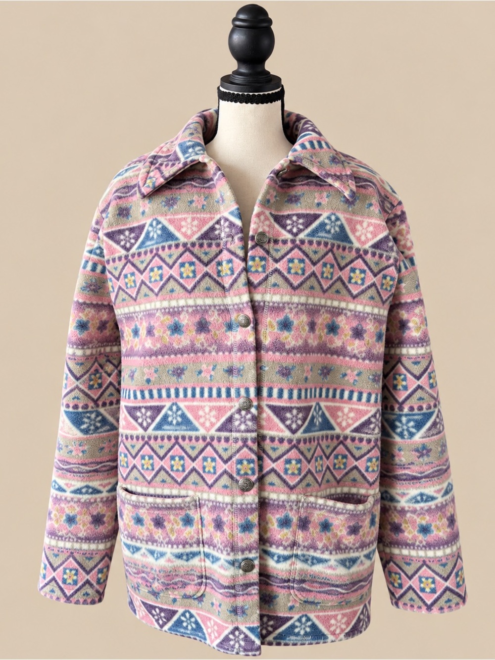 Granola Girl Fair Isle Pastel Vintage Fleece M/L